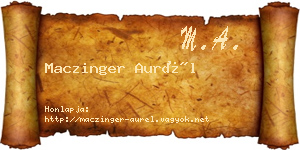 Maczinger Aurél névjegykártya